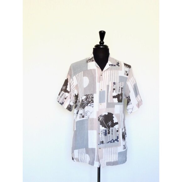 NEW! Rollas Bowler Paradise Button Front Shirt Short Sleeve Tropical Taupe SZ M - Picture 4 of 9